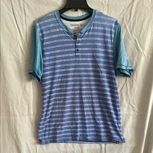 Hurley Blue Short Sleeve Tee with Stripes